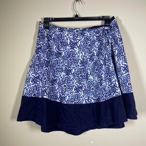 Milly Tile Print Blue White Pleated Printed A-Line Skirt Sz XL